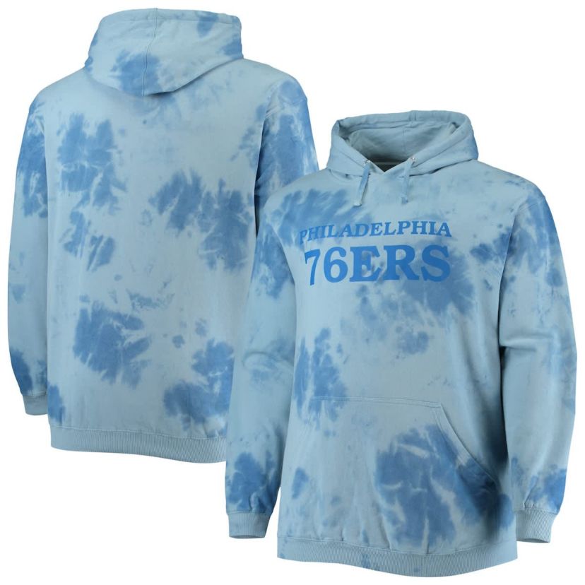 NBA Fanatics Philadelphia 76ers Big & Tall Wordmark Cloud Dye Pullover Hoodie