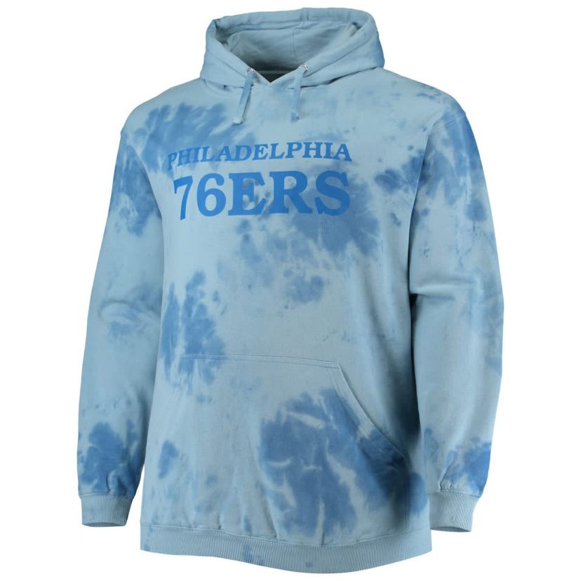 NBA Fanatics Philadelphia 76ers Big & Tall Wordmark Cloud Dye Pullover Hoodie