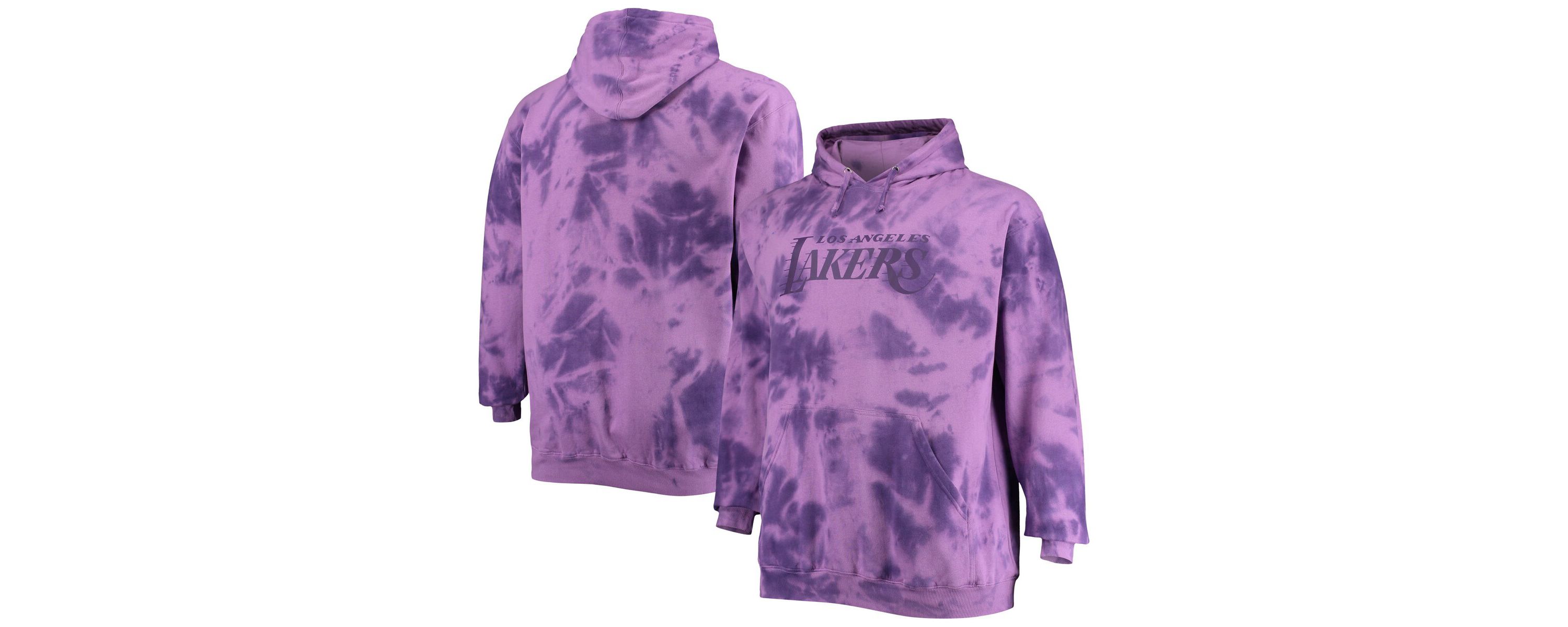 NBA Fanatics Los Angeles Lakers Big & Tall Wordmark Cloud-Dye Pullover Hoodie