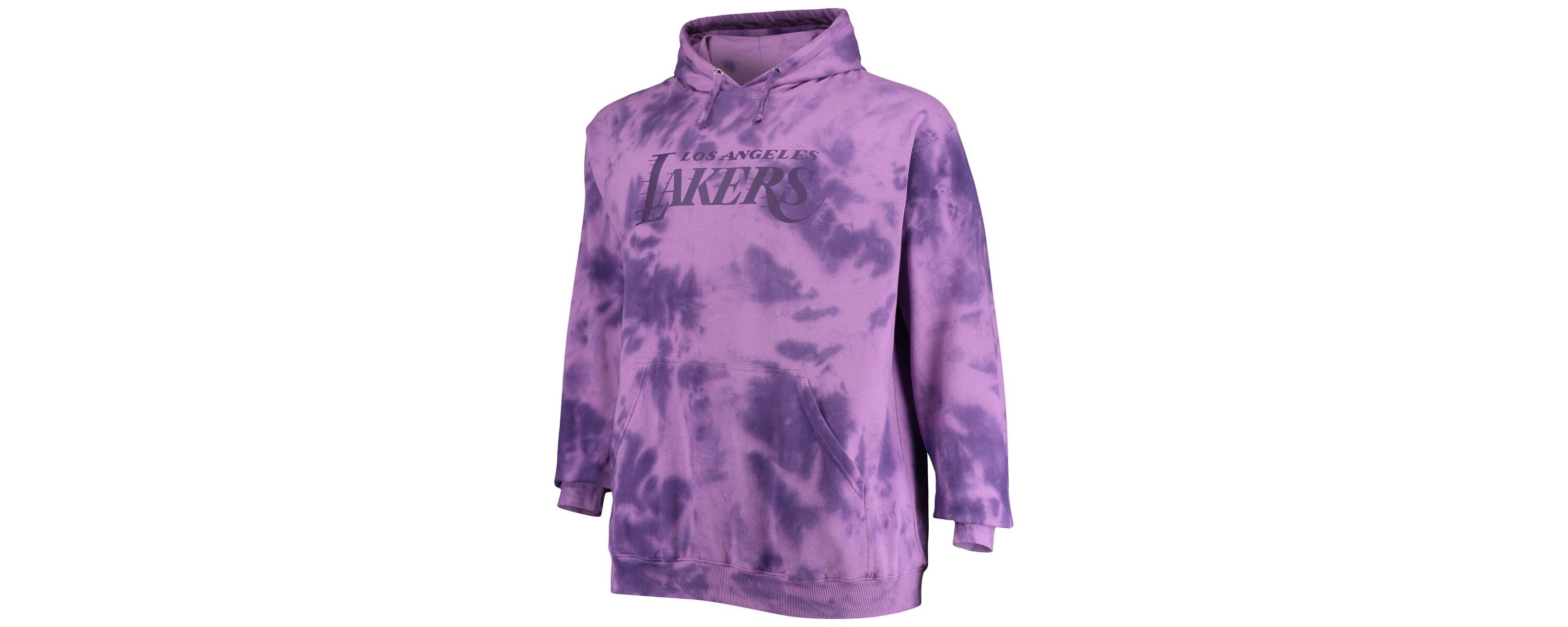 NBA Fanatics Los Angeles Lakers Big & Tall Wordmark Cloud-Dye Pullover Hoodie