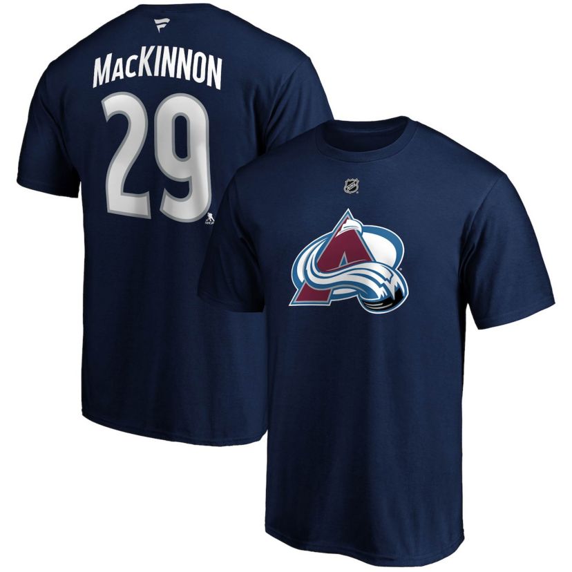 NHL Fanatics Nathan MacKinnon Colorado Avalanche Authentic Stack Name & Number T-Shirt