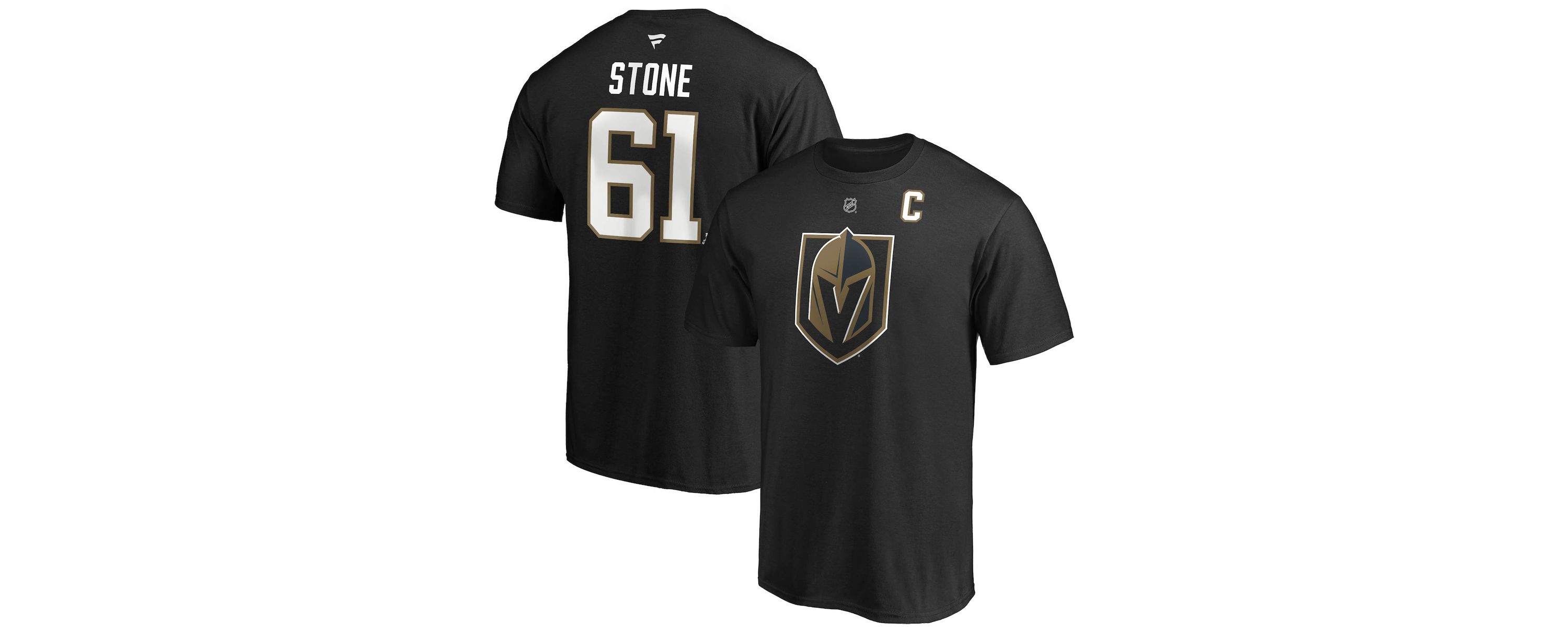 NHL Fanatics Mark Vegas Golden Knights Authentic Stack Player Name & Number Captain Patch T-Shirt