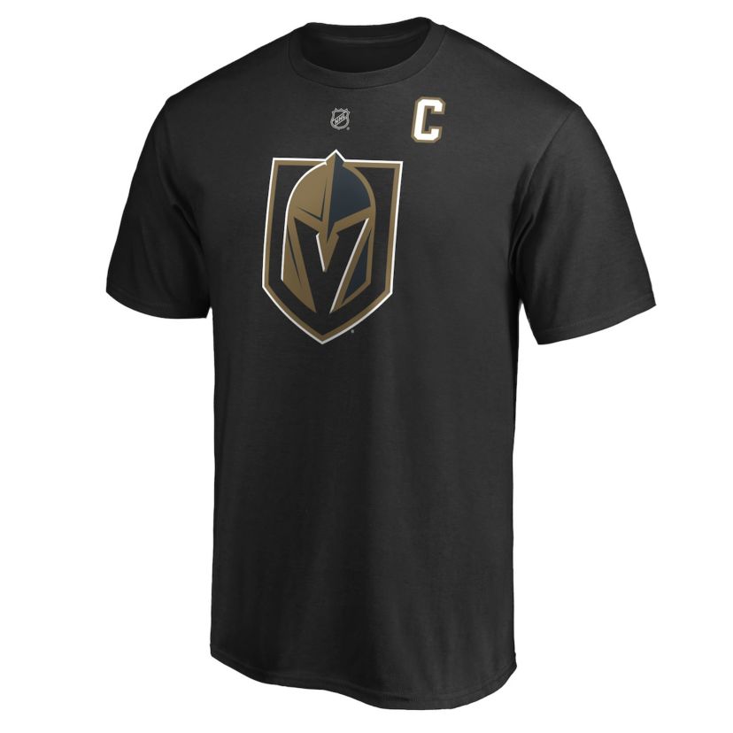 NHL Fanatics Mark Vegas Golden Knights Authentic Stack Player Name & Number Captain Patch T-Shirt