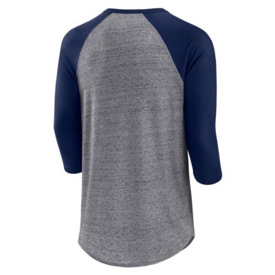 MLB Fanatics ed Milwaukee Brewers Iconic Above Heat Speckled Raglan Henley 3/4 Sleeve T-Shirt