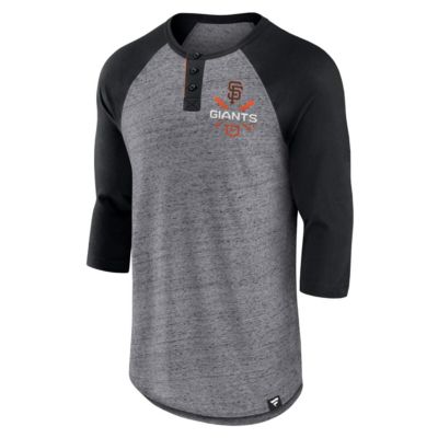 MLB Fanatics ed San Francisco Giants Iconic Above Heat Speckled Raglan Henley 3/4 Sleeve T-Shirt