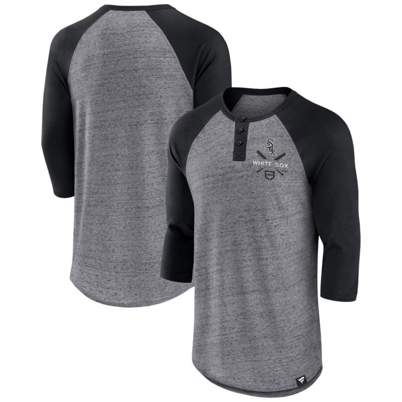 Chicago White Sox MLB Fanatics ed Chicago Sox Iconic Above Heat Speckled Raglan Henley 3/4 Sleeve T-Shirt
