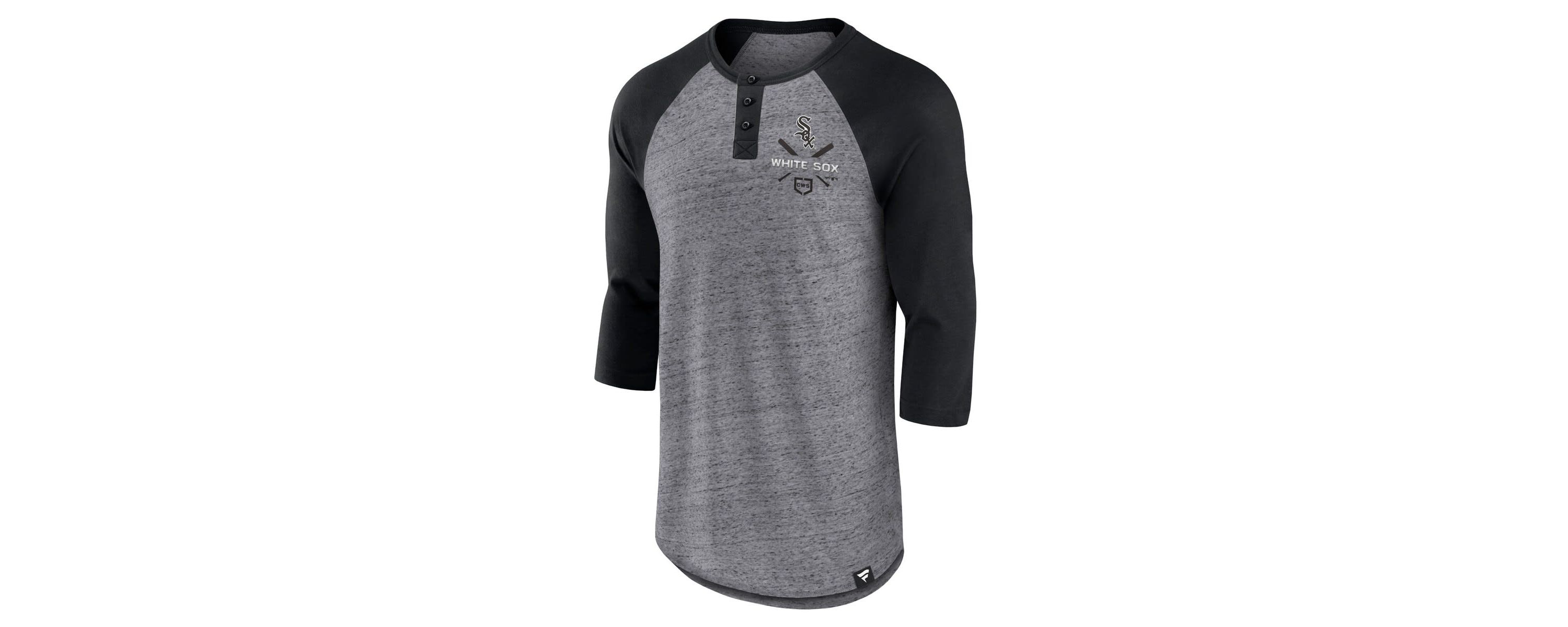 Chicago White Sox MLB Fanatics ed Chicago Sox Iconic Above Heat Speckled Raglan Henley 3/4 Sleeve T-Shirt
