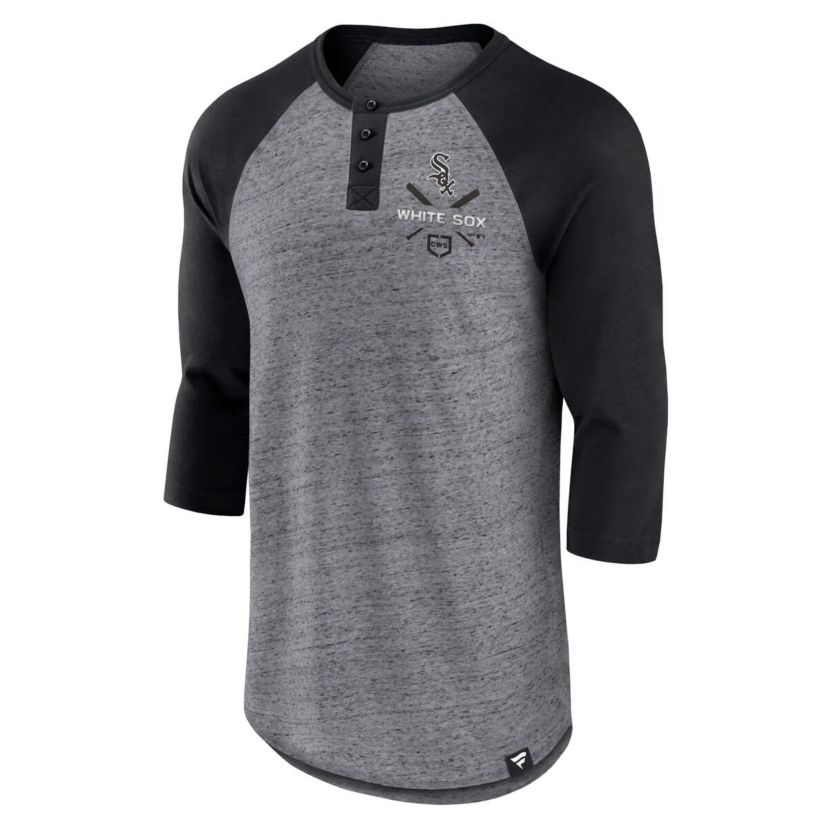 Chicago White Sox MLB Fanatics ed Chicago Sox Iconic Above Heat Speckled Raglan Henley 3/4 Sleeve T-Shirt
