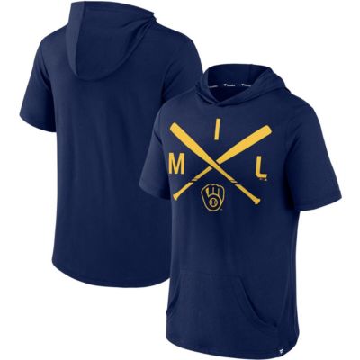 MLB Fanatics Milwaukee Brewers Iconic Rebel Short Sleeve Pullover Hoodie