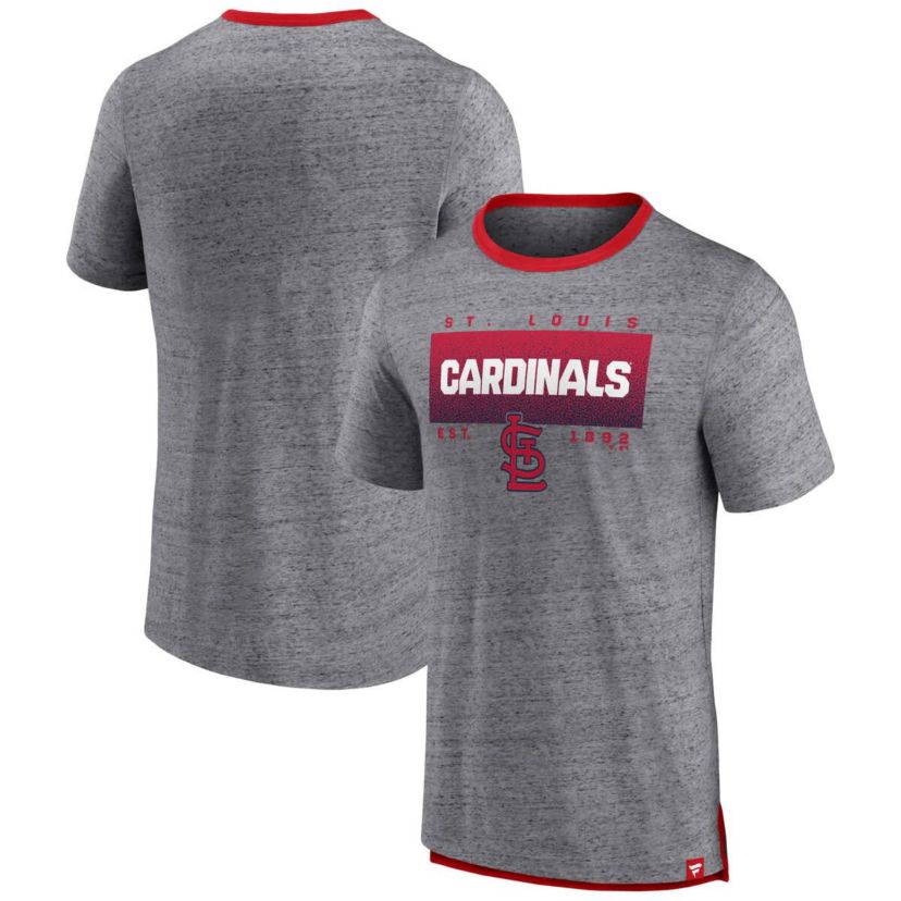 MLB Fanatics ed St. Louis Cardinals Iconic Team Element Speckled Ringer T-Shirt