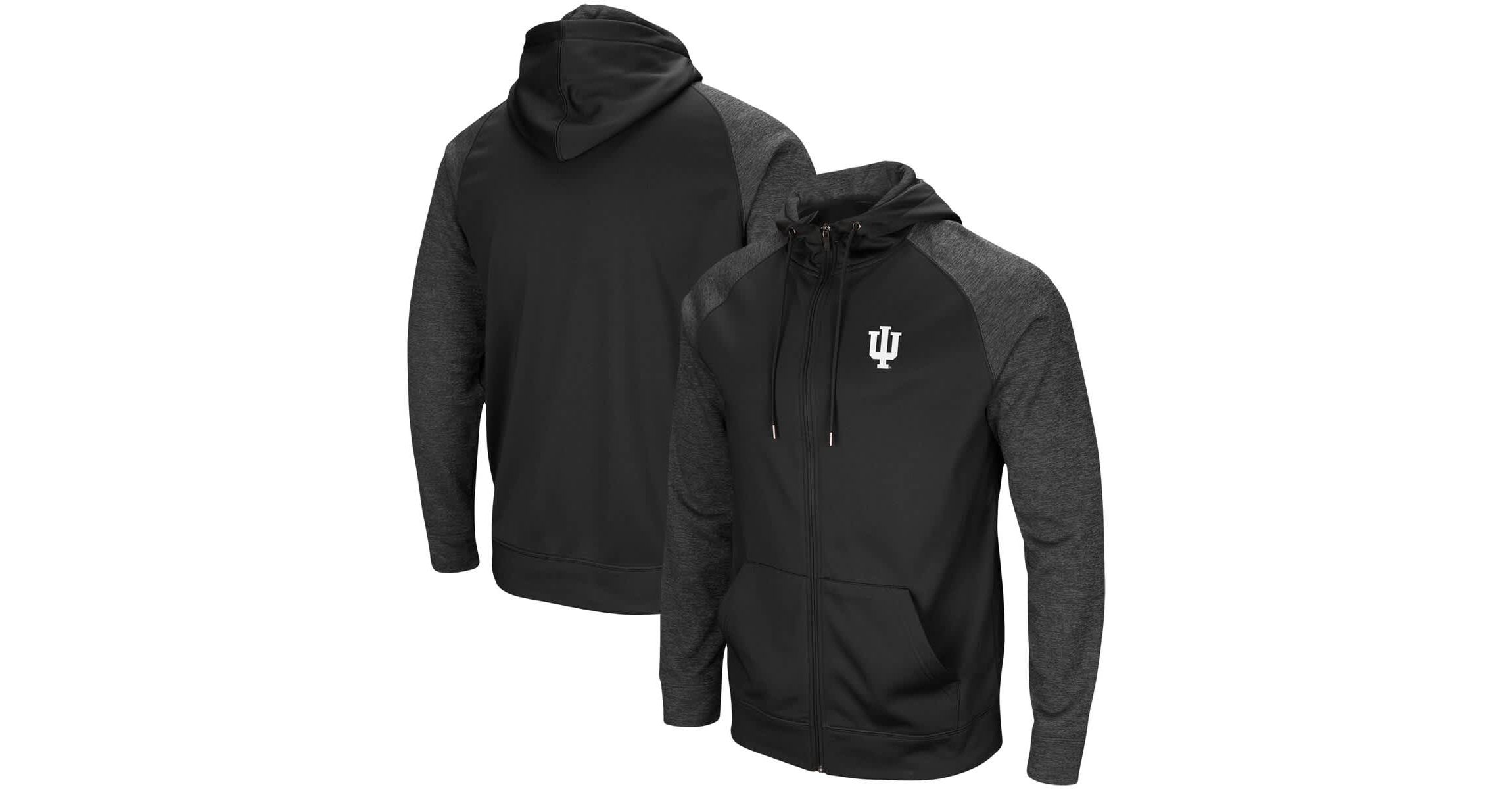 NCAA Indiana Hoosiers Big & Tall Blackout 2.0 Raglan Full-Zip Hoodie
