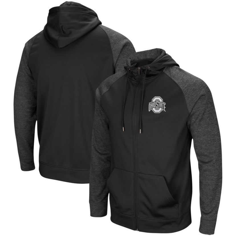 NCAA Ohio State Buckeyes Big & Tall Blackout 2.0 Raglan Full-Zip Hoodie