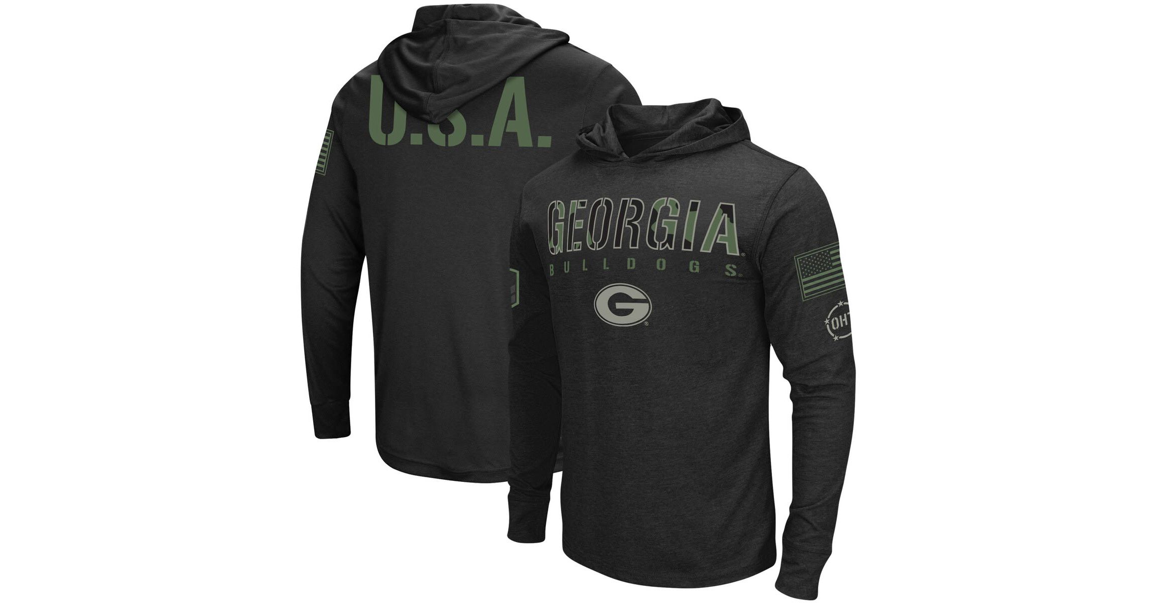 NCAA Georgia Bulldogs OHT Military Appreciation Hoodie Long Sleeve T-Shirt