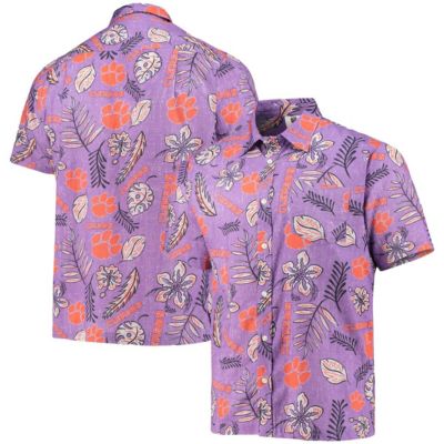 NCAA Clemson Tigers Vintage Floral Button-Up Shirt