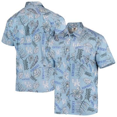 Wes & Willy Men's NCAA Light Kentucky Wildcats Vintage Floral Button-Up Shirt, Light Blue, Small
