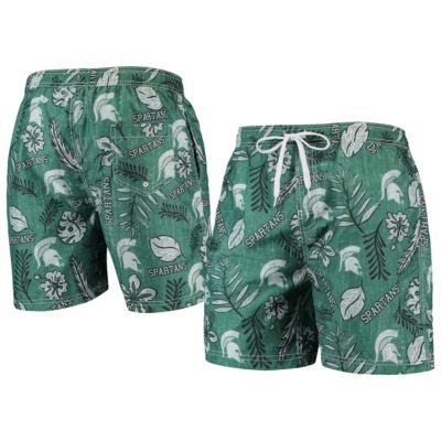 Wes & Willy Men's NCAA Michigan State Spartans Vintage Floral Swim Trunks
