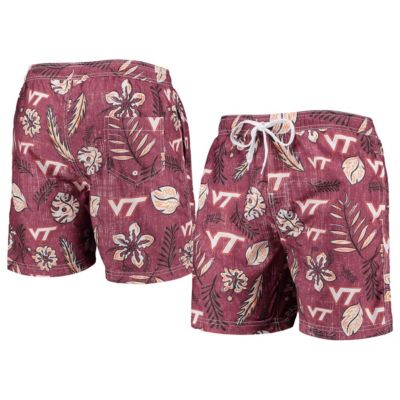 NCAA Virginia Tech Hokies Vintage Floral Swim Trunks