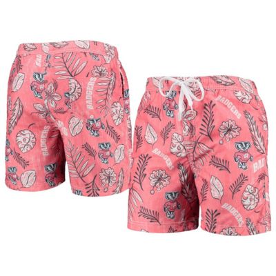 NCAA Wisconsin Badgers Vintage Floral Swim Trunks