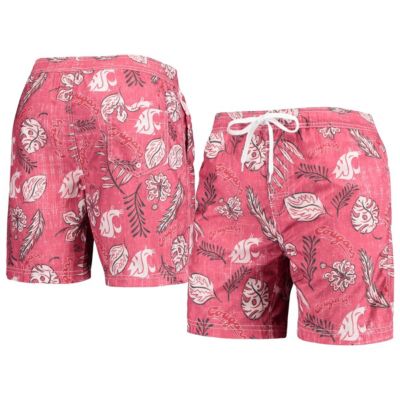 NCAA Washington State Cougars Vintage Floral Swim Trunks