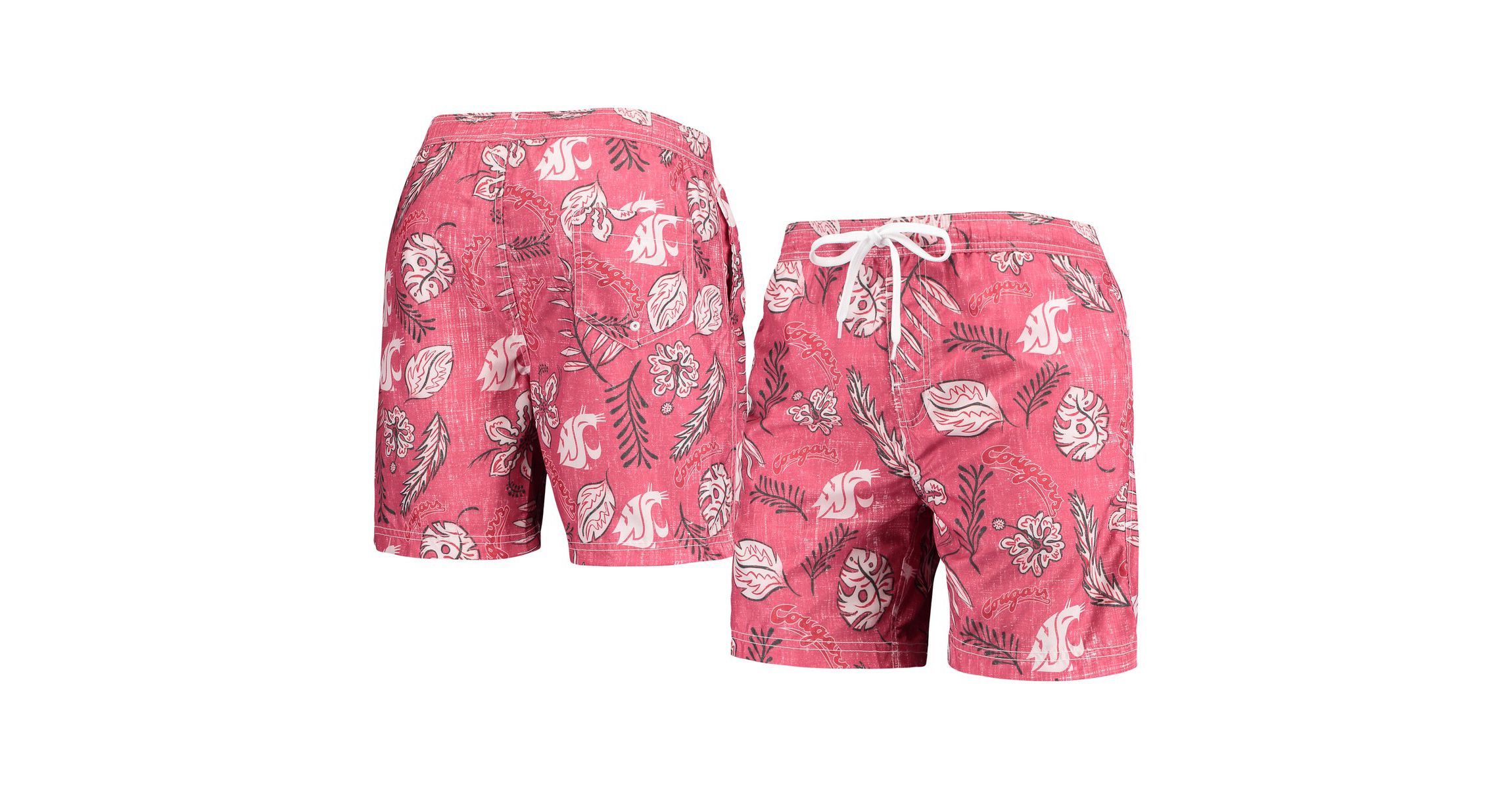 NCAA Washington State Cougars Vintage Floral Swim Trunks