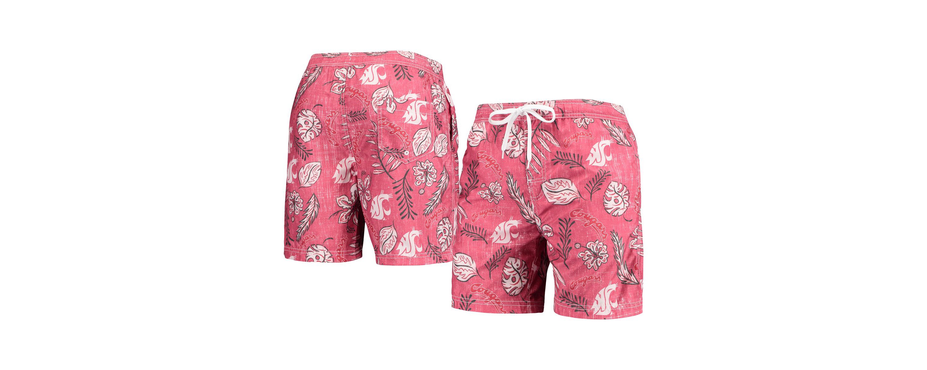 NCAA Washington State Cougars Vintage Floral Swim Trunks