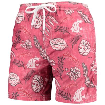 NCAA Washington State Cougars Vintage Floral Swim Trunks