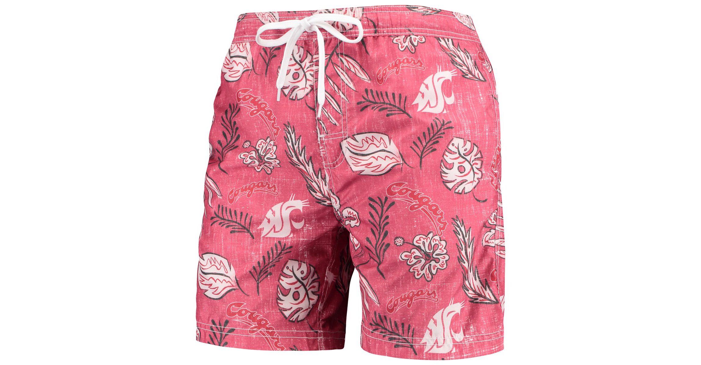 NCAA Washington State Cougars Vintage Floral Swim Trunks