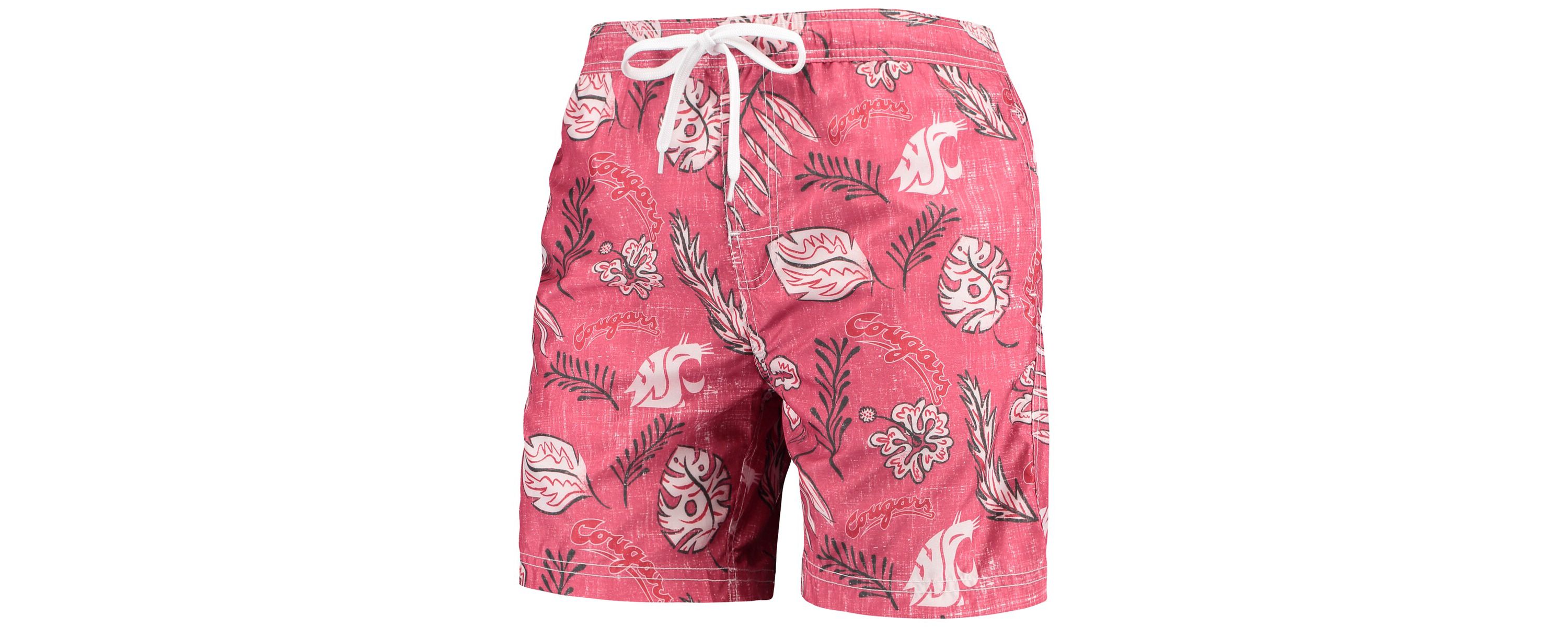 NCAA Washington State Cougars Vintage Floral Swim Trunks