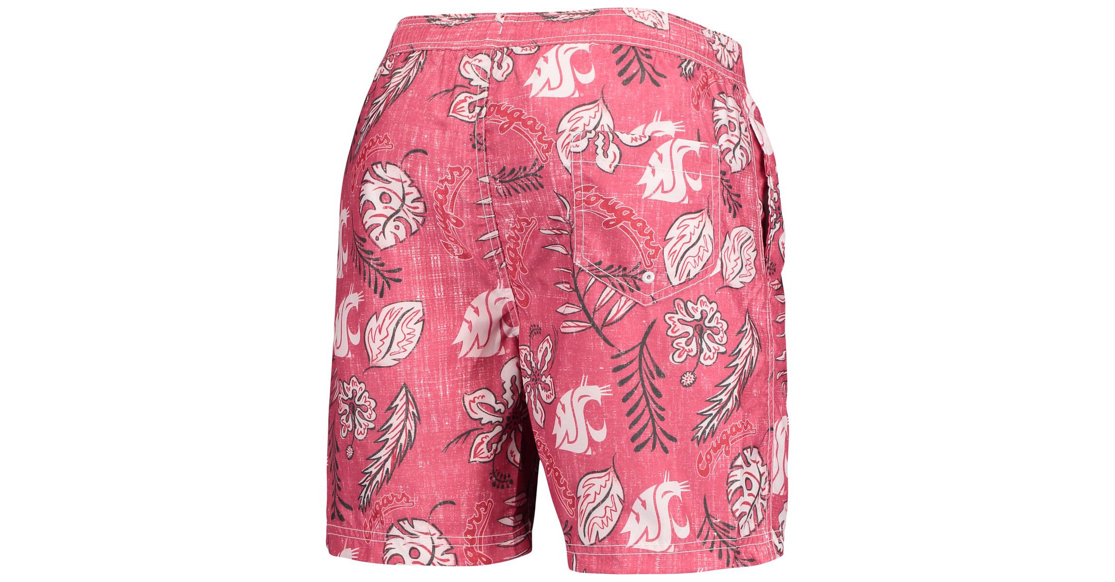 NCAA Washington State Cougars Vintage Floral Swim Trunks