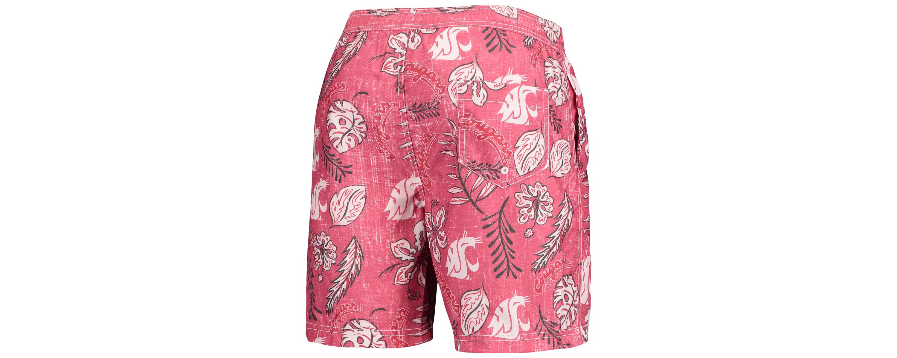 NCAA Washington State Cougars Vintage Floral Swim Trunks