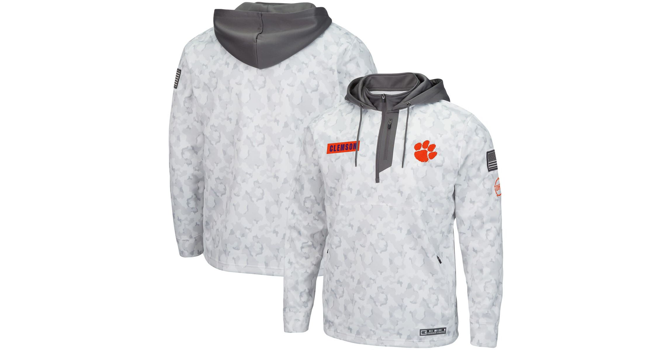 NCAA Arctic Clemson Tigers OHT Military Appreciation Quarter-Zip Hoodie