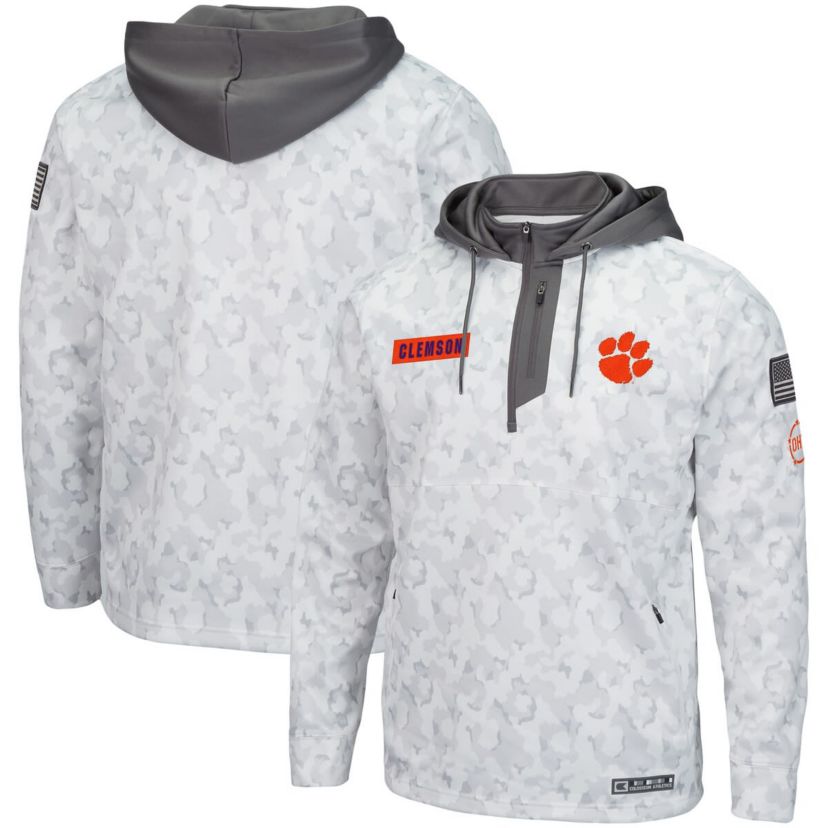 NCAA Arctic Clemson Tigers OHT Military Appreciation Quarter-Zip Hoodie