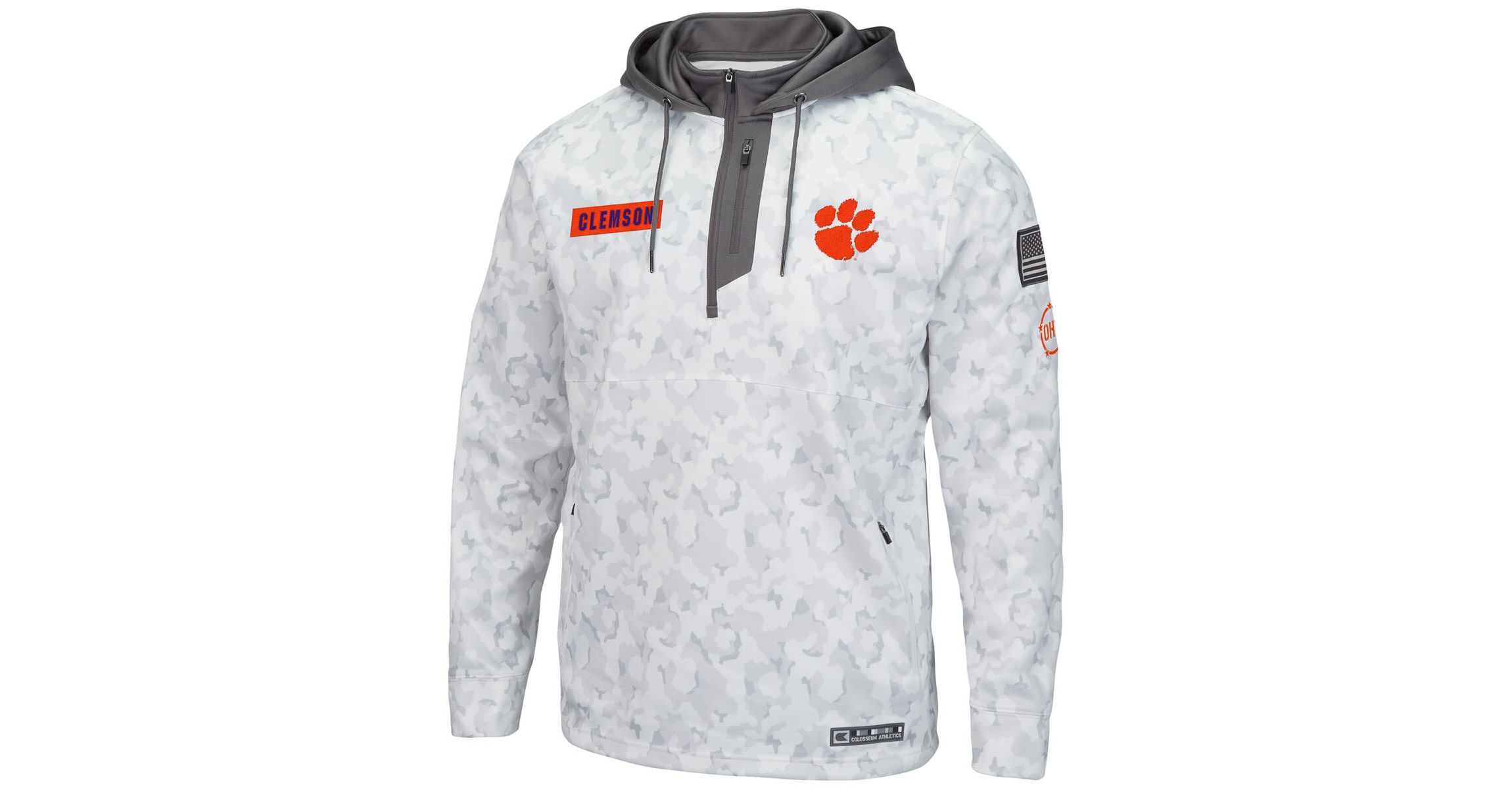 NCAA Arctic Clemson Tigers OHT Military Appreciation Quarter-Zip Hoodie