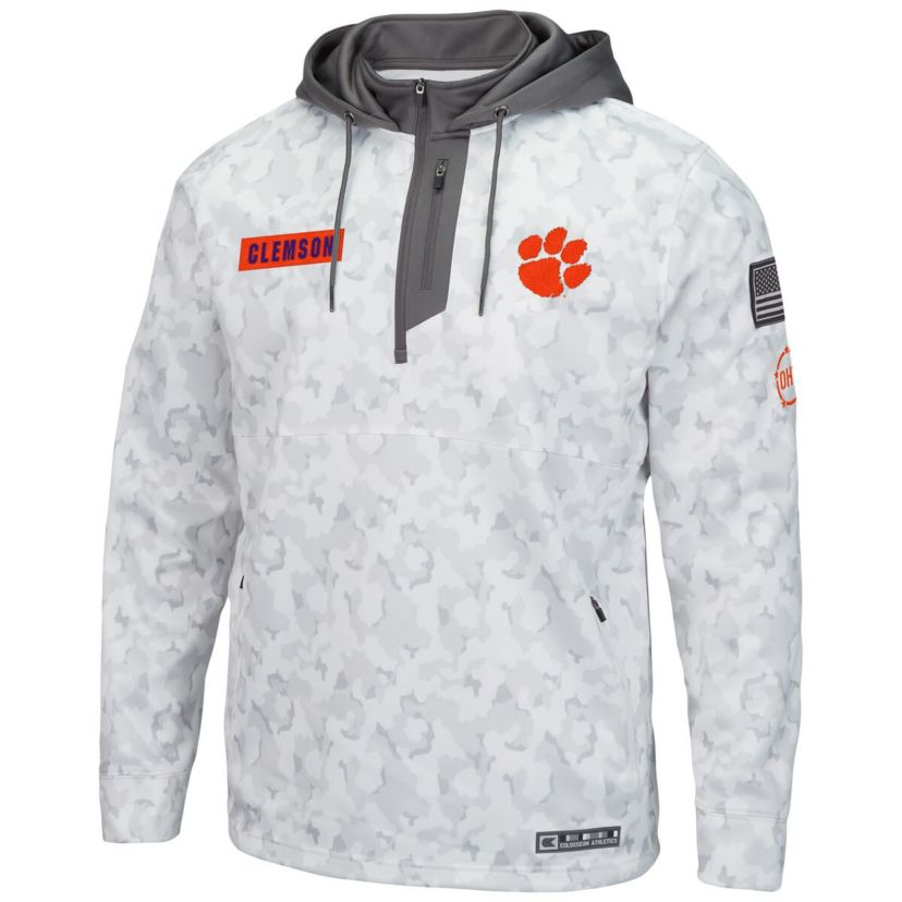 NCAA Arctic Clemson Tigers OHT Military Appreciation Quarter-Zip Hoodie