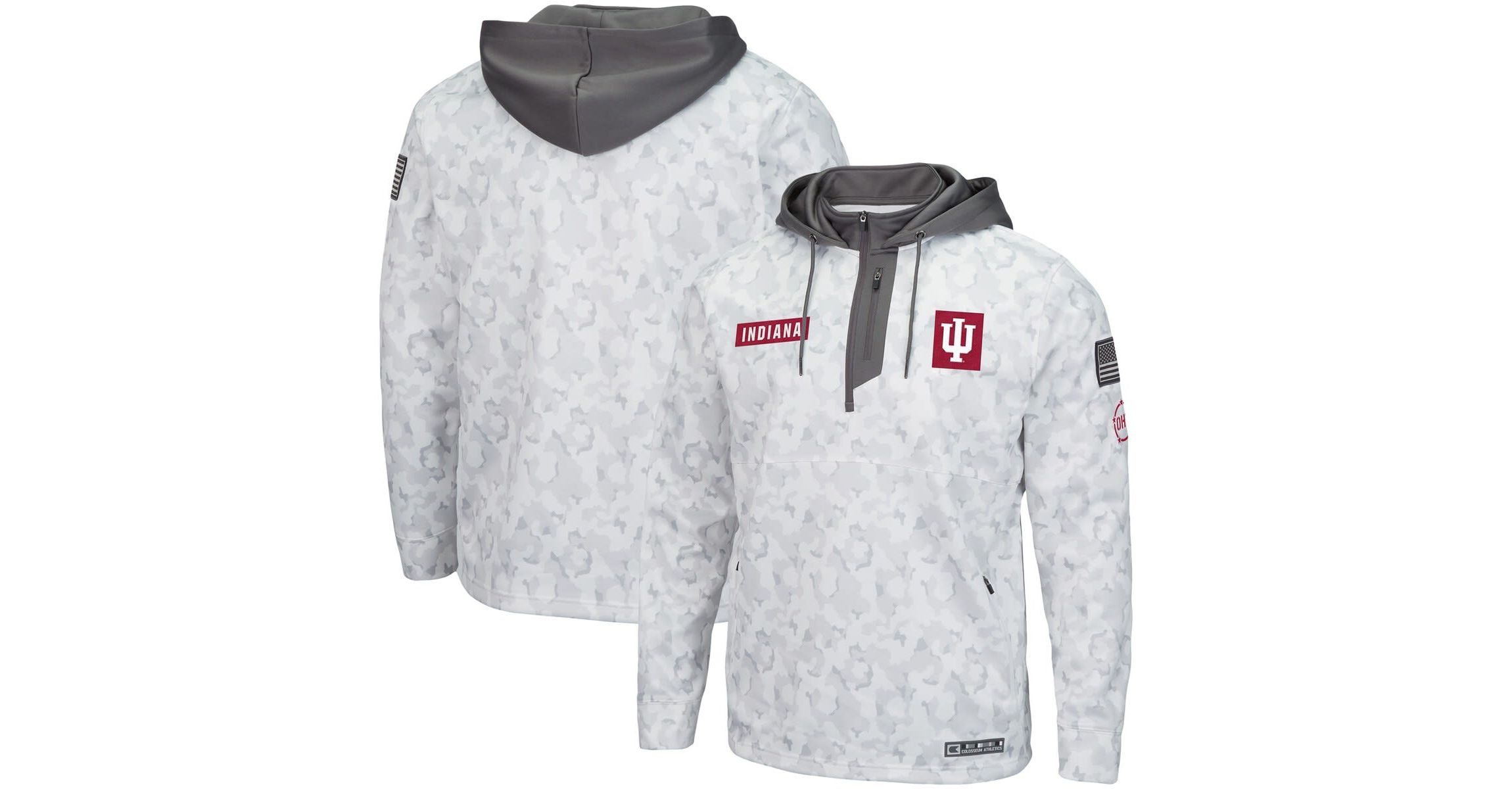 NCAA Arctic Indiana Hoosiers OHT Military Appreciation Quarter-Zip Hoodie