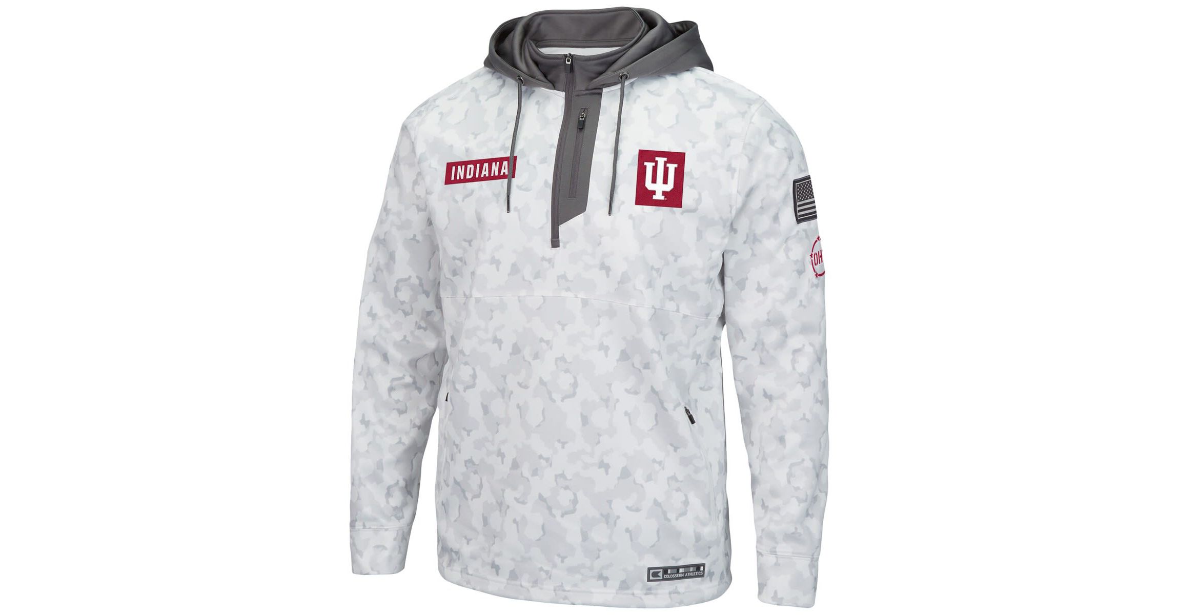 NCAA Arctic Indiana Hoosiers OHT Military Appreciation Quarter-Zip Hoodie