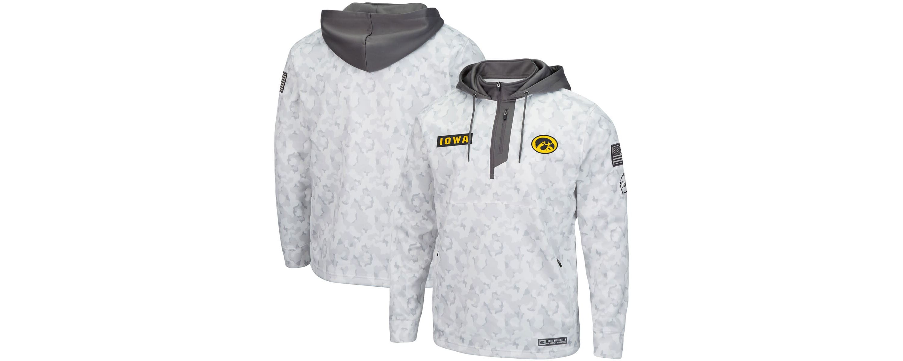 NCAA Arctic Iowa Hawkeyes OHT Military Appreciation Quarter-Zip Hoodie