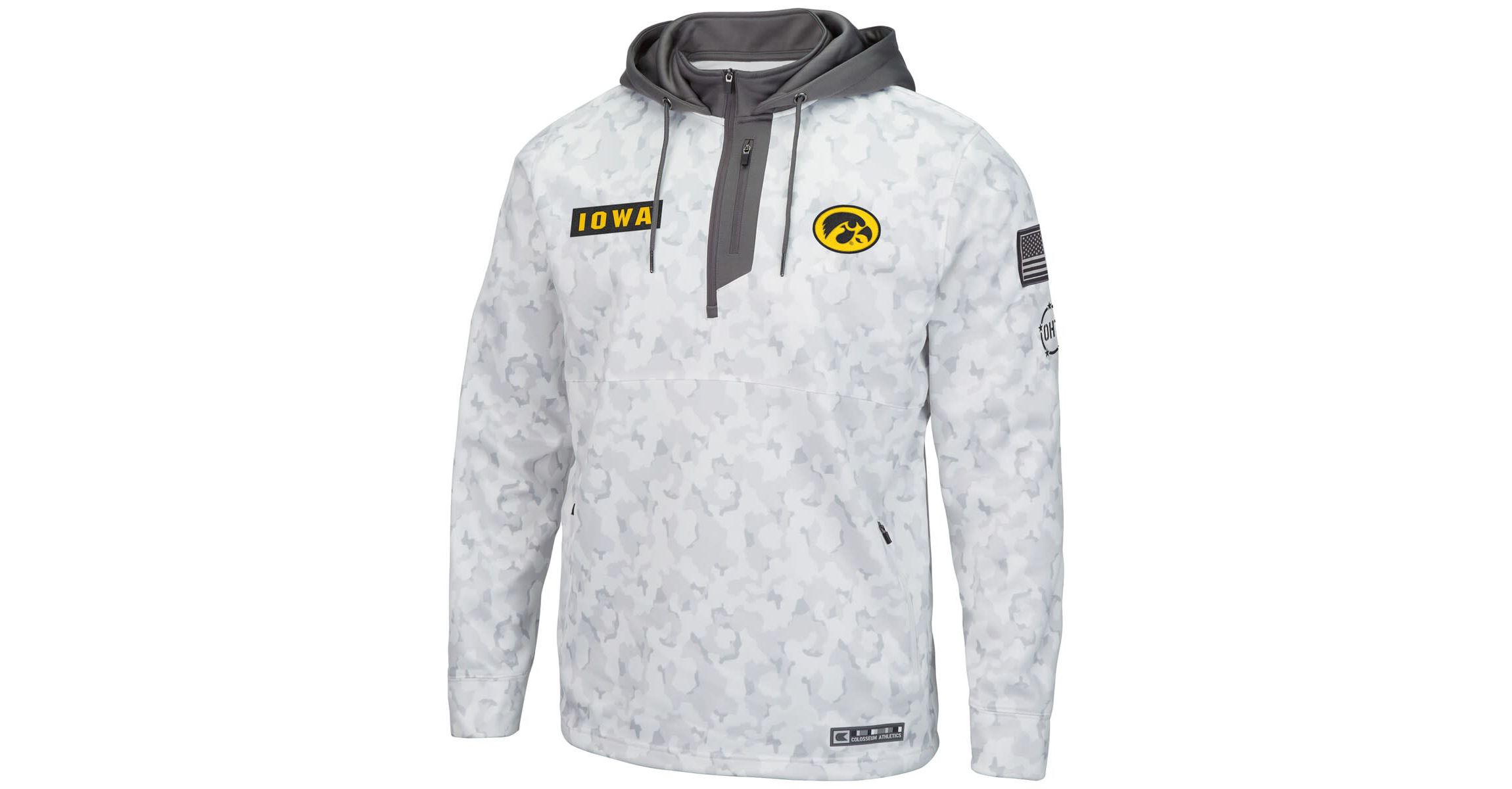 NCAA Arctic Iowa Hawkeyes OHT Military Appreciation Quarter-Zip Hoodie