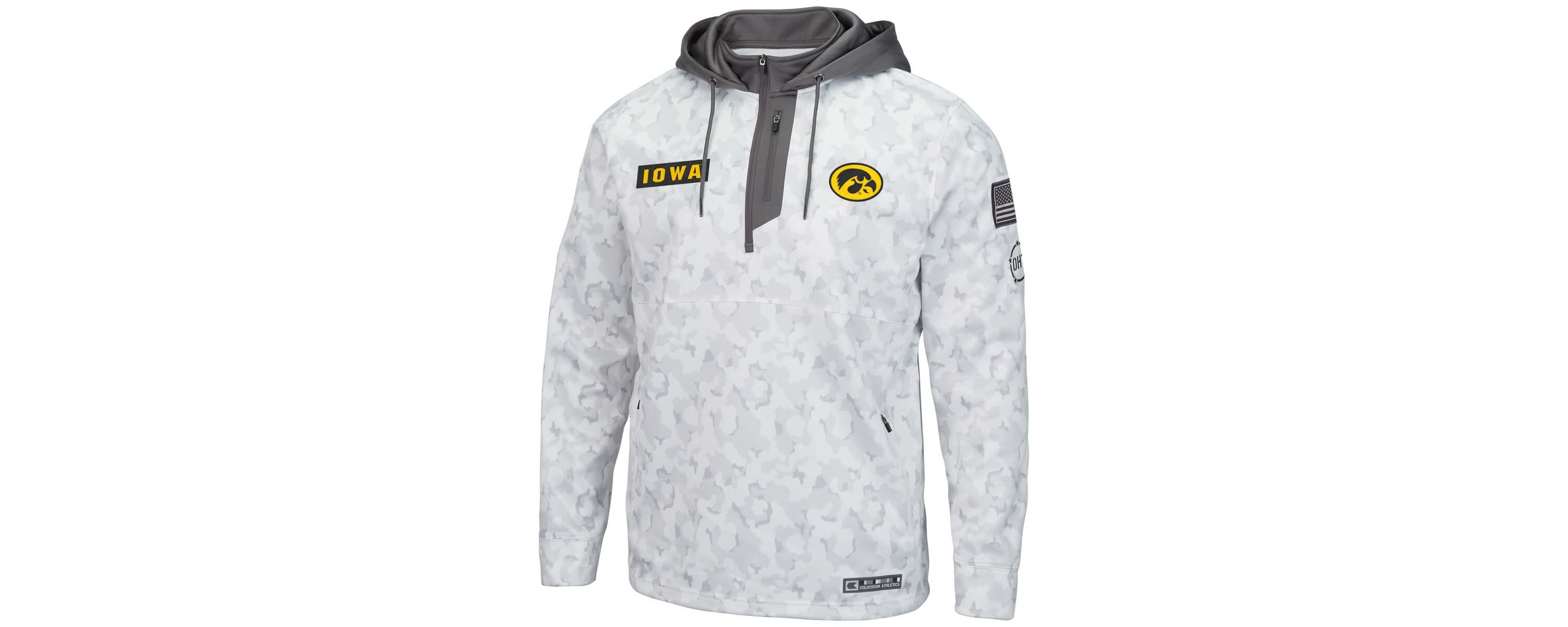 NCAA Arctic Iowa Hawkeyes OHT Military Appreciation Quarter-Zip Hoodie