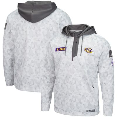 NCAA Arctic LSU Tigers OHT Military Appreciation Quarter-Zip Hoodie