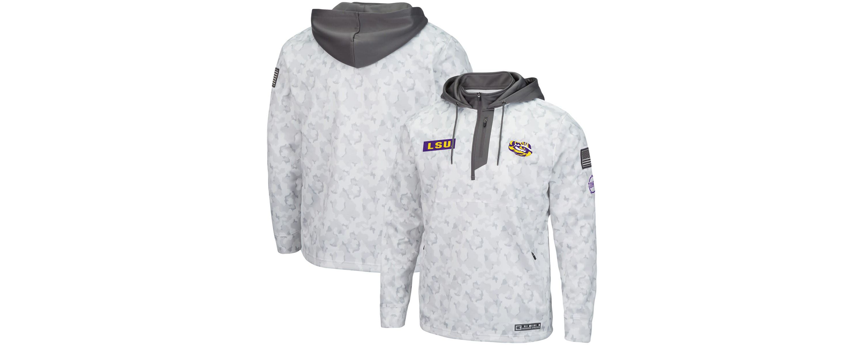 NCAA Arctic LSU Tigers OHT Military Appreciation Quarter-Zip Hoodie