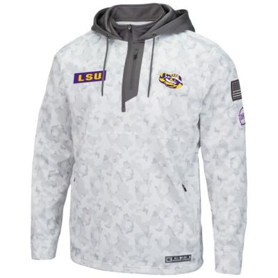 NCAA Arctic LSU Tigers OHT Military Appreciation Quarter-Zip Hoodie