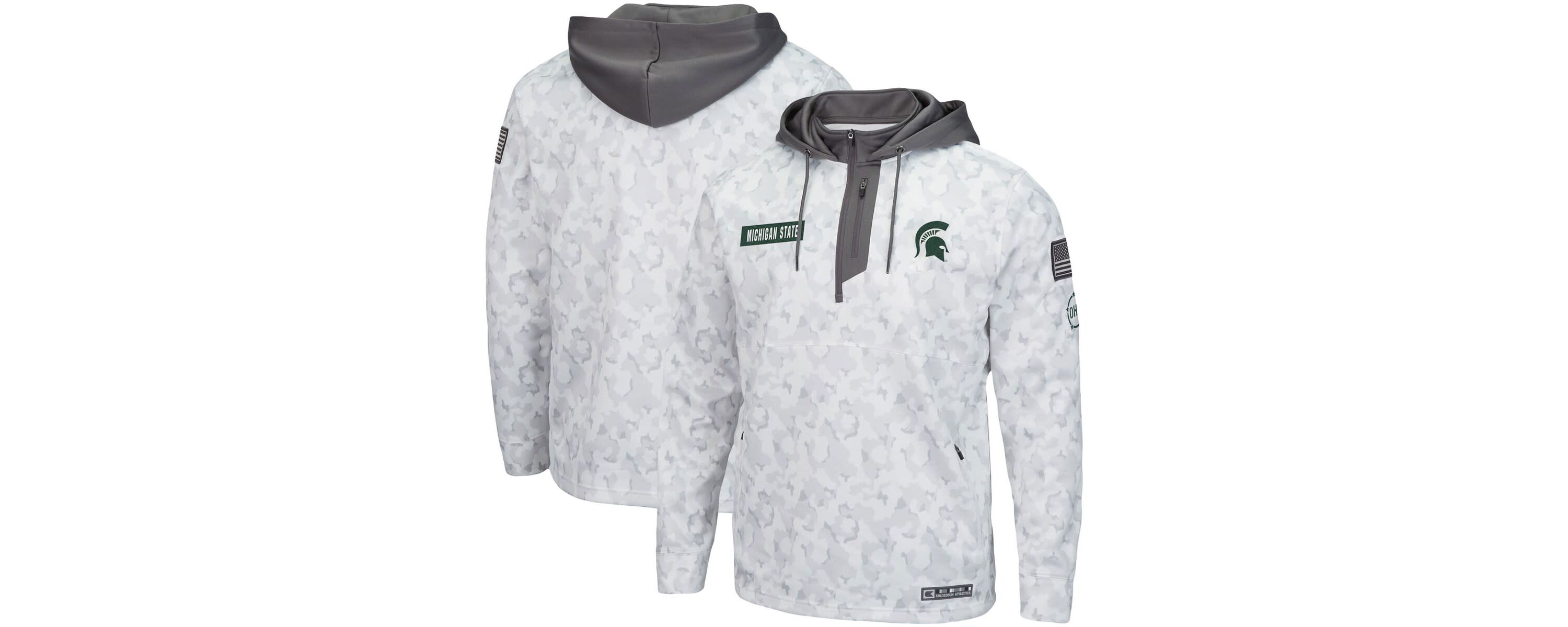NCAA Arctic Michigan State Spartans OHT Military Appreciation Quarter-Zip Hoodie