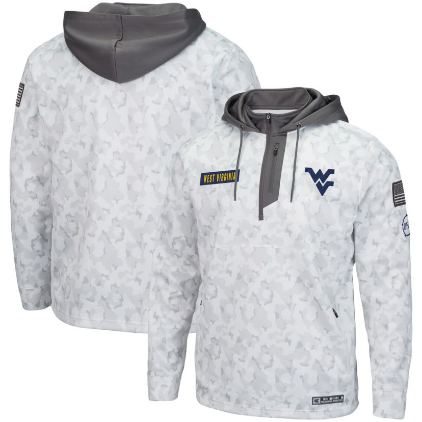 NCAA Arctic West Virginia Mountaineers OHT Military Appreciation Quarter-Zip Hoodie