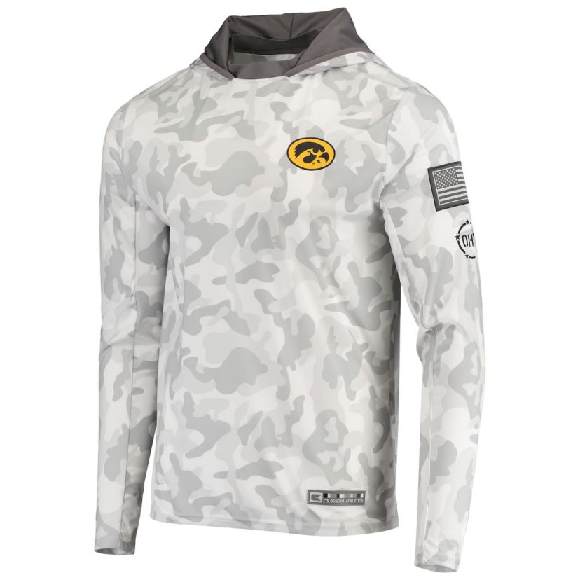 NCAA Arctic Iowa Hawkeyes OHT Military Appreciation Long Sleeve Hoodie Top