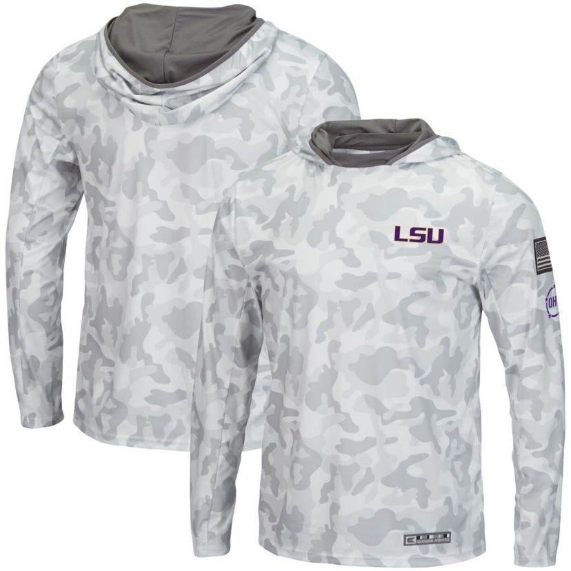NCAA Arctic LSU Tigers OHT Military Appreciation Long Sleeve Hoodie Top