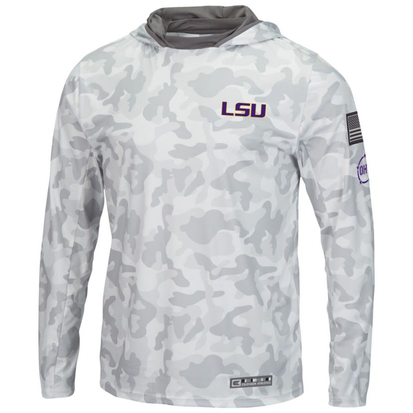 NCAA Arctic LSU Tigers OHT Military Appreciation Long Sleeve Hoodie Top
