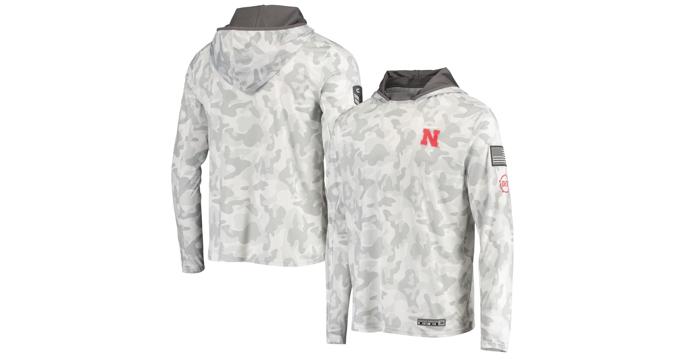 NCAA Arctic Nebraska Huskers OHT Military Appreciation Long Sleeve Hoodie Top