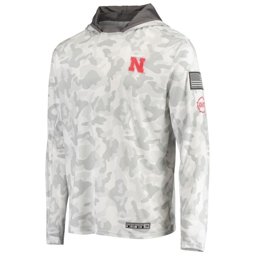 NCAA Arctic Nebraska Huskers OHT Military Appreciation Long Sleeve Hoodie Top