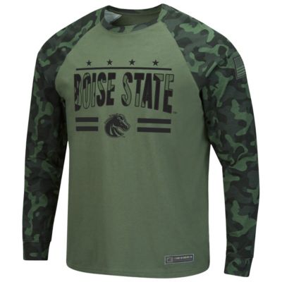 NCAA Boise State Broncos OHT Military Appreciation Slim-Fit Raglan Long Sleeve T-Shirt